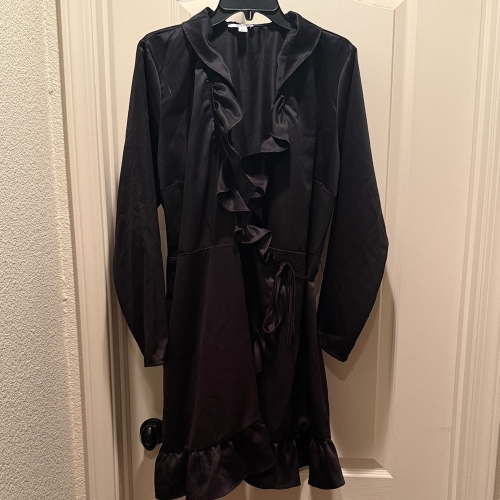 Bar III Black Satin Dress